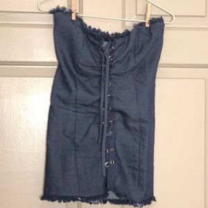 Denim Lace Up Tube Top